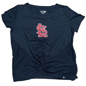 New Era St. Louis Cardinals Baseball T-Shirt Women's XL Twist Front Tee navy red